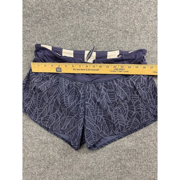 Lululemon Hotty Hot Shorts Women's 10 Blue Palm Print Lined Pocket Drawstring - Picture 2 of 6